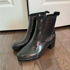 Kate spade rain boots size 6 black glitter